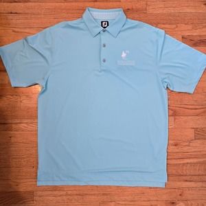 FootJoy Polo Shirt Performance Catholic Charities Golf Light Blue Mens XL Stripe
